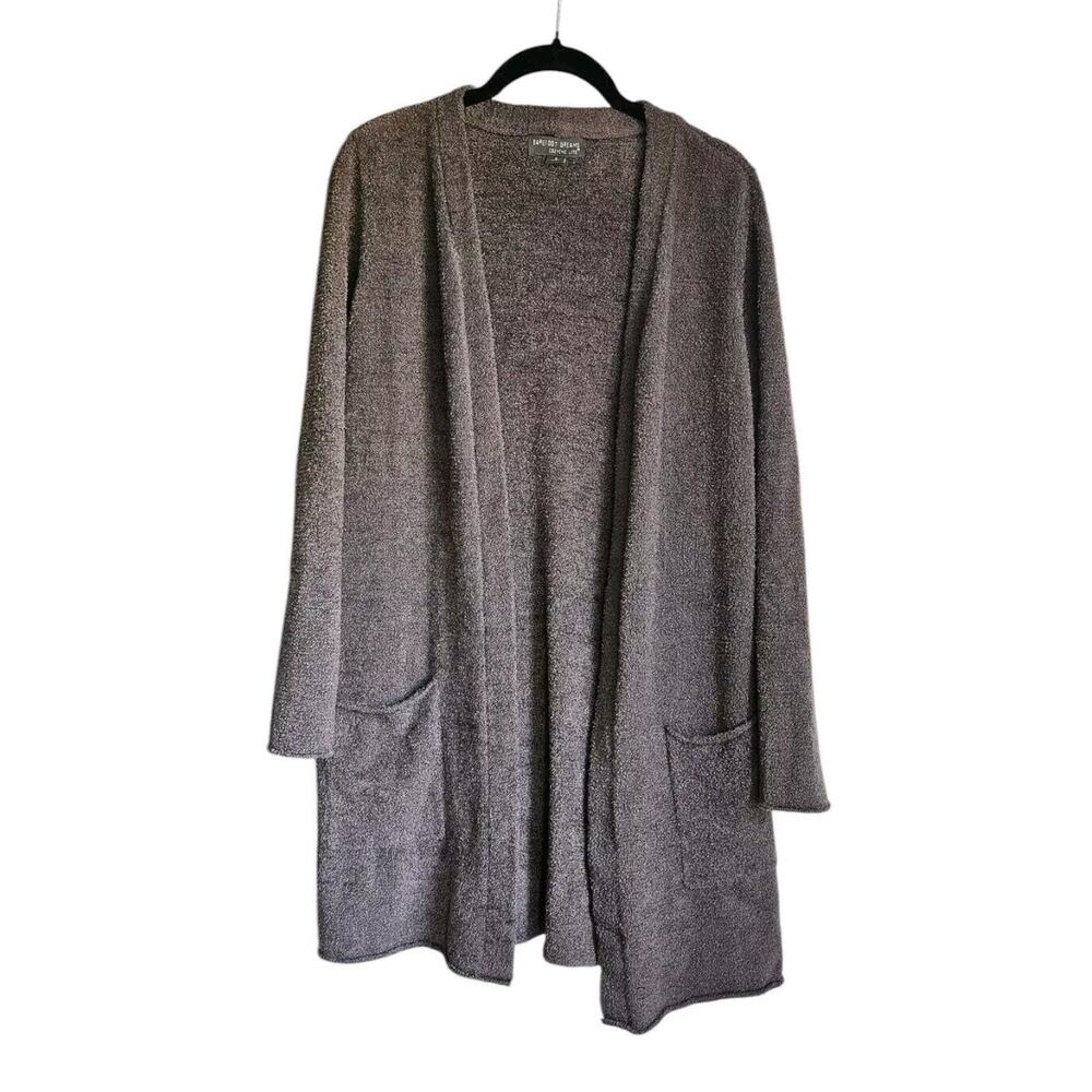 Barefoot Dreams Womens SM Cardigan Sweater Open Dark Gray Cozy Chic Lite Knit